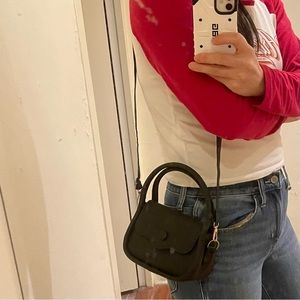 Top handle small crossbody black bag
